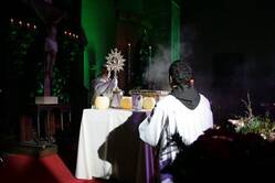 Clausura del año jubilar en Almodóvar del Campo - El vicario general de la Diócesis porta el Santísimo durante la vigilia en Almodóvar del Campo